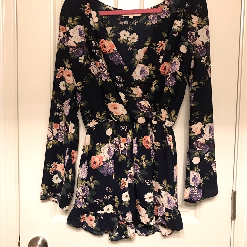 Purple floral romper